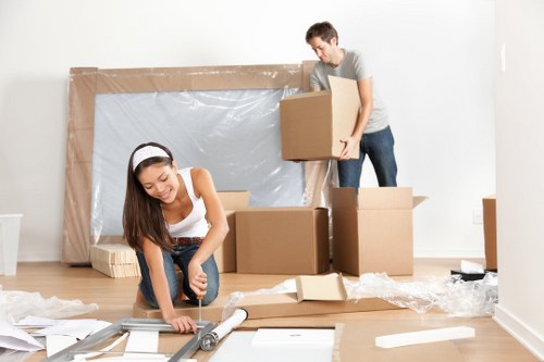 Packing materials and boxes prepared for a Hammersmith home move