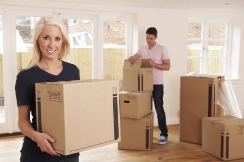 Packed boxes and furniture ready for local removal service