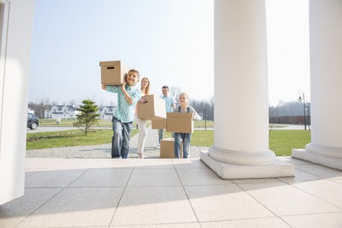 Office relocation planning in Hammersmith with moving team and office equipment